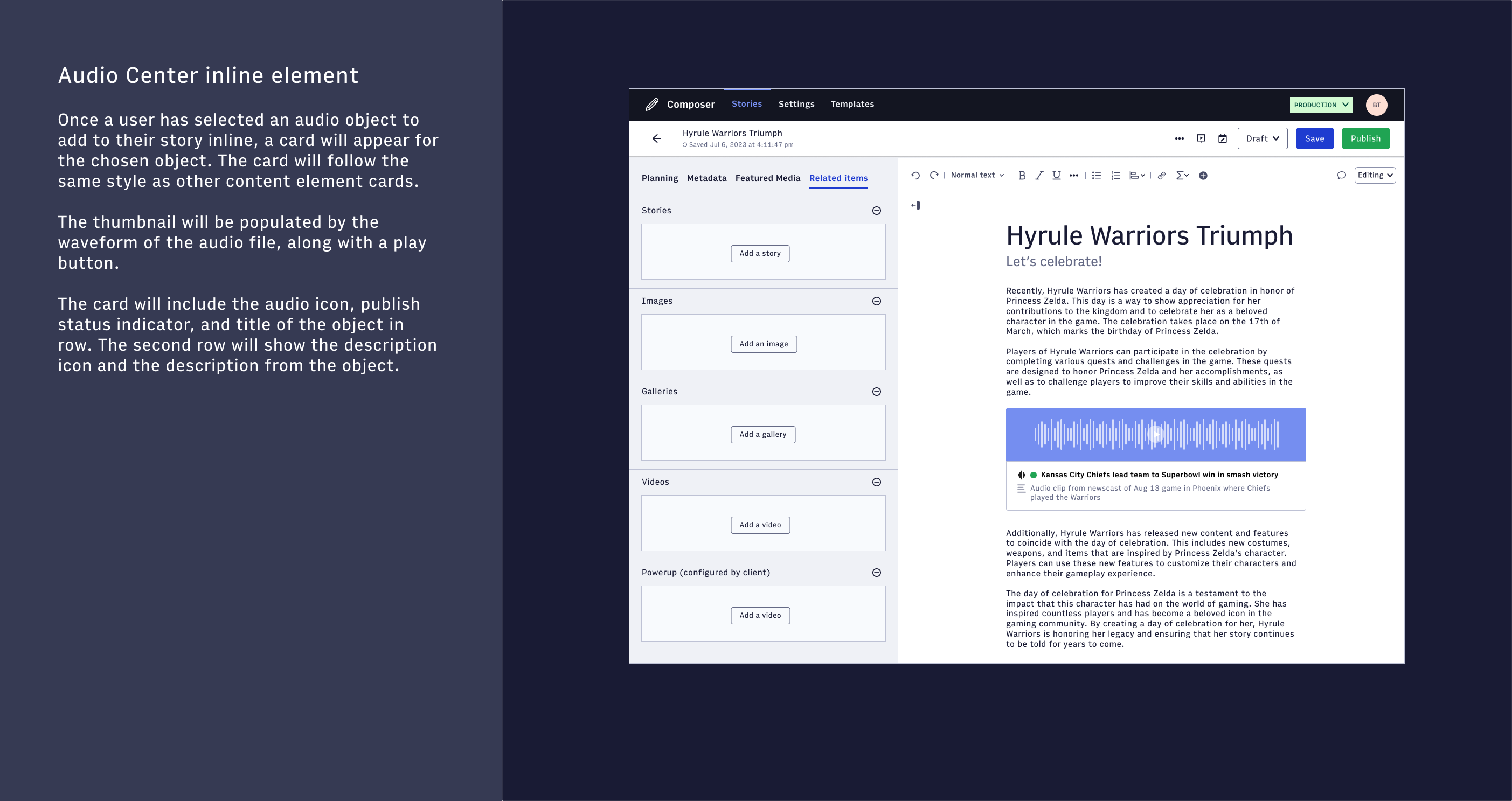 Audio development documentation
