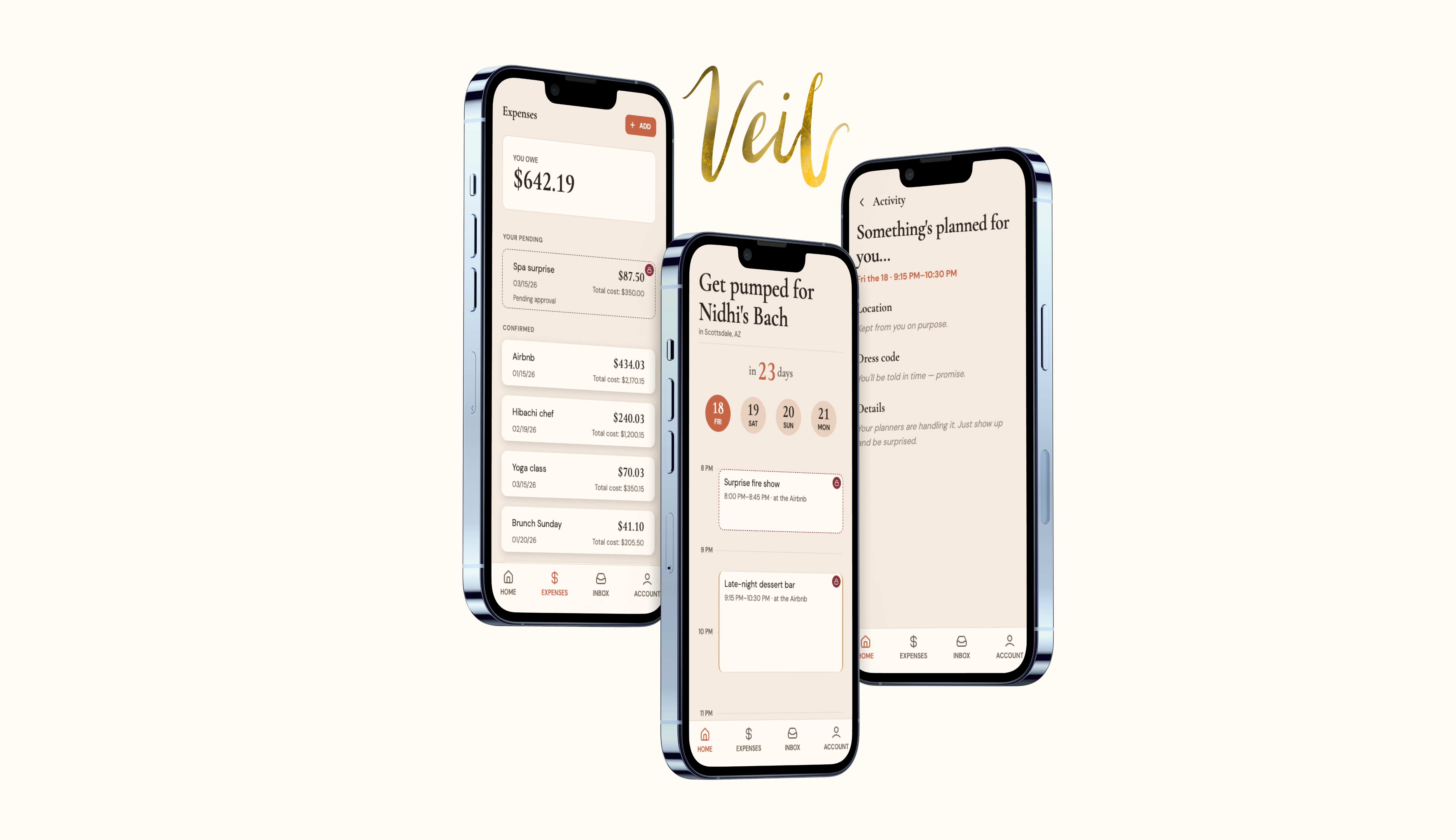 Veil bachelorette planning app